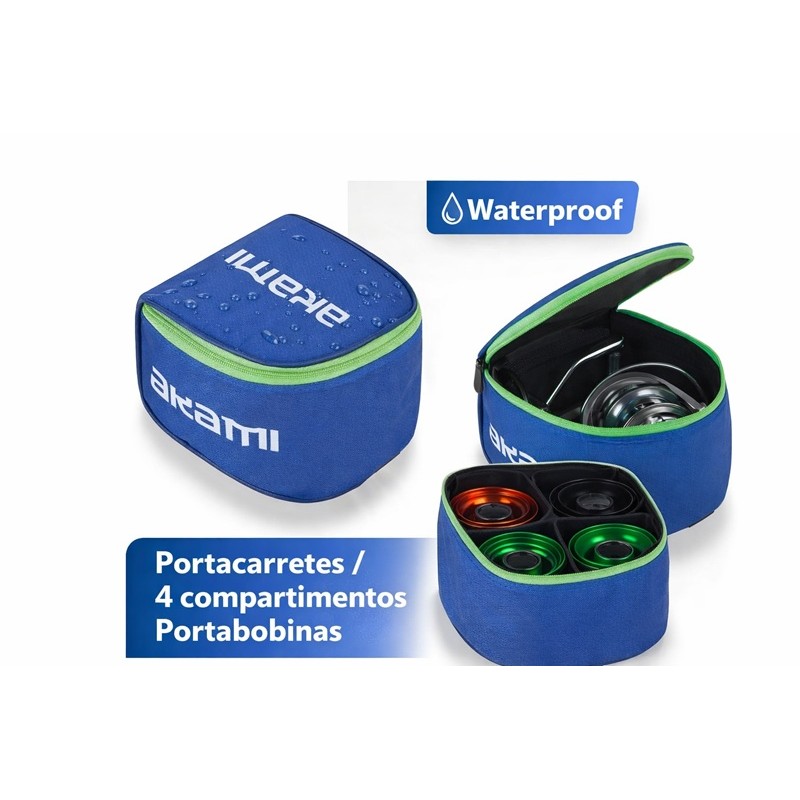 Bolsa Akami AKRS waterproof portacarretes y portabobinas con 4 compartimentos